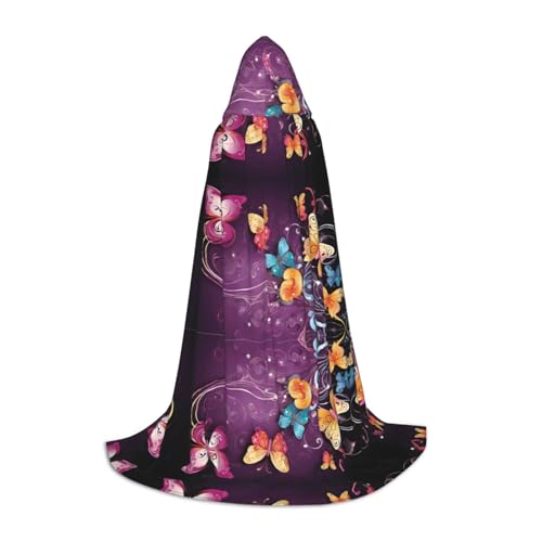 SHLXMDNZ Kapuzenumhang mit Schmetterlings-Aufdruck, für Teenager, perfekter Umhang für Halloween und Mottopartys von SHLXMDNZ