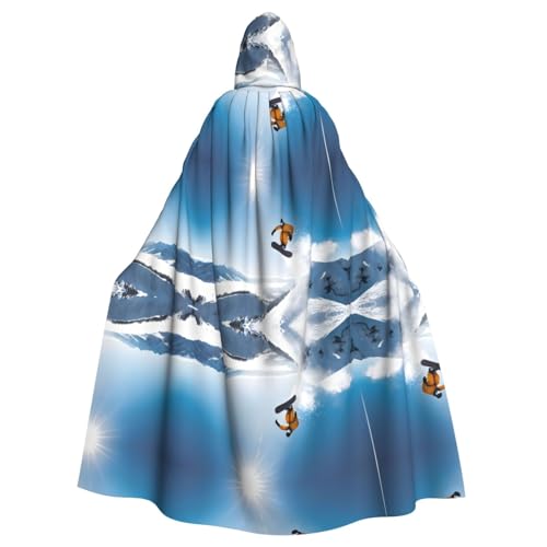 SHLXMDNZ Kapuzenumhang mit Snowboard-Aufdruck, Unisex, Erwachsene, Halloween, Cosplay, für Männer/Frauen von SHLXMDNZ