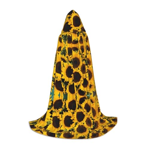 SHLXMDNZ Kapuzenumhang mit Sonnenblumen-Aufdruck für Jugendliche, perfekter Umhang für Halloween und Themenpartys von SHLXMDNZ