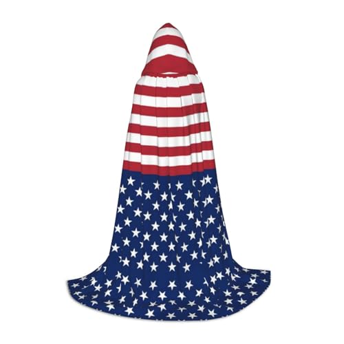 SHLXMDNZ Kapuzenumhang mit amerikanischer Flagge, Sterne, Streifen, für Teenager, perfekter Umhang für Halloween und Themenpartys von SHLXMDNZ