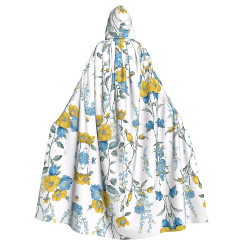 SHLXMDNZ Kapuzenumhang mit blauem Blumenmuster, Rosen-Druck, Unisex, Erwachsene, Halloween, Cosplay, für Männer und Frauen SHLXMDNZ Kapuzenumhang mit blauem Blumenmuster, Rosen-Druck, Unisex, Erwachsene, Halloween, Cosplay, für Männer und Frauen von SHLXMDNZ