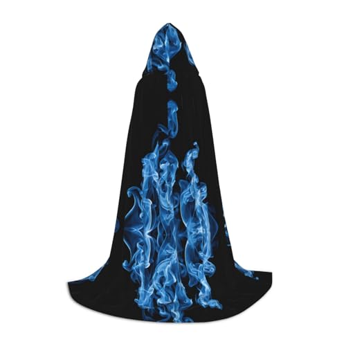 SHLXMDNZ Kapuzenumhang mit blauem Flammenmuster für Teenager, perfekter Umhang für Halloween und Themenpartys SHLXMDNZ Kapuzenumhang mit blauem Flammenmuster für Teenager, perfekter Umhang für Halloween und Themenpartys von SHLXMDNZ