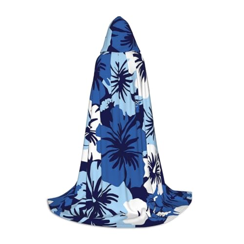SHLXMDNZ Kapuzenumhang mit blauem Hibiskusaufdruck für Teenager, perfekter Umhang für Halloween und Themenpartys SHLXMDNZ Kapuzenumhang mit blauem Hibiskusaufdruck für Teenager, perfekter Umhang für Halloween und Themenpartys von SHLXMDNZ