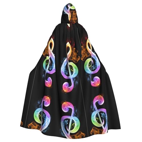 SHLXMDNZ Kapuzenumhang mit buntem Musiknoten-Druck, Unisex, Erwachsene, Halloween, Cosplay, für Herren/Damen von SHLXMDNZ