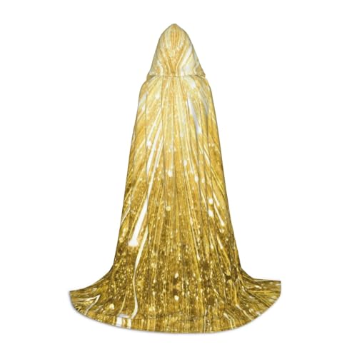SHLXMDNZ Kapuzenumhang mit goldfarbenem Glitzer-Aufdruck für Teenager, perfekter Umhang für Halloween und Themenpartys von SHLXMDNZ