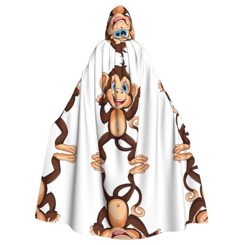 SHLXMDNZ Kapuzenumhang mit niedlichem Affen-Aufdruck, Unisex, Erwachsene, Halloween, Cosplay, für Männer und Frauen von SHLXMDNZ