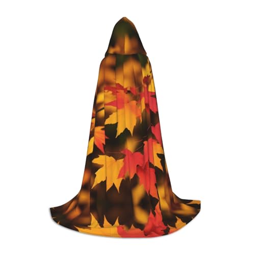 SHLXMDNZ Kapuzenumhang mit rotem Ahornblatt-Aufdruck, für Teenager, perfekter Umhang für Halloween und Themenpartys von SHLXMDNZ