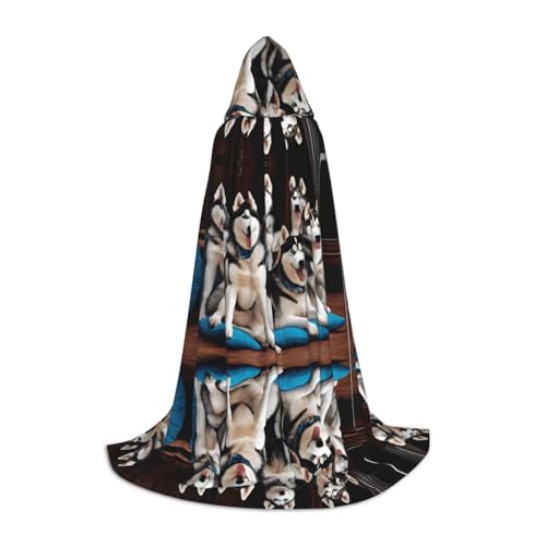 SHLXMDNZ Kapuzenumhang mit schönem Husky-Aufdruck für Jugendliche, perfekter Umhang für Halloween und Themenpartys SHLXMDNZ Kapuzenumhang mit schönem Husky-Aufdruck für Jugendliche, perfekter Umhang für Halloween und Themenpartys von SHLXMDNZ