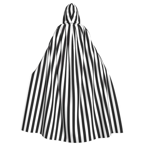 SHLXMDNZ Kapuzenumhang mit schwarz-weißem Streifenmuster, Unisex, Erwachsene, Halloween, Cosplay, für Männer und Frauen SHLXMDNZ Kapuzenumhang mit schwarz-weißem Streifenmuster, Unisex, Erwachsene, Halloween, Cosplay, für Männer und Frauen von SHLXMDNZ