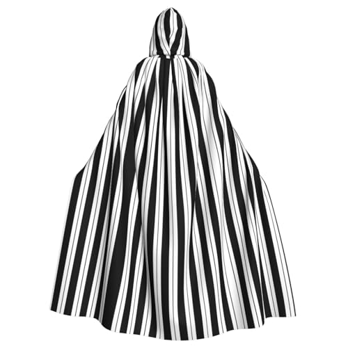 SHLXMDNZ Kapuzenumhang mit schwarz-weißen Streifen, Unisex, für Erwachsene, Halloween, Cosplay, für Männer und Frauen von SHLXMDNZ