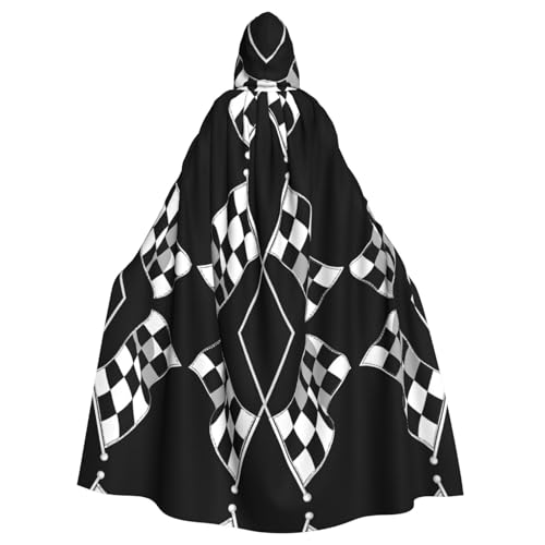 SHLXMDNZ Kapuzenumhang mit schwarz-weißer Formel, kariertes Flaggenmuster, Unisex, Erwachsene, Halloween, Cosplay, für Herren/Damen SHLXMDNZ Kapuzenumhang mit schwarz-weißer Formel, kariertes Flaggenmuster, Unisex, Erwachsene, Halloween, Cosplay, für Herren/Damen von SHLXMDNZ