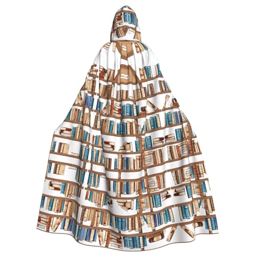 SHLXMDNZ Lustige Bücherregal-Kollektion, bedruckter Umhang mit Kapuze, Weihnachts-Kostüm, Unisex, Erwachsene, Halloween, Cosplay, Kostüm für Männer und Frauen von SHLXMDNZ