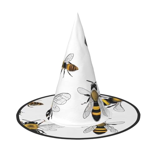 SHLXMDNZ Lustiger Bienen-Druck, Halloween, Hexenhut, Cosplay, für Frauen, Zaubererhut, Maskerade, Halloween-Party-Zubehör von SHLXMDNZ