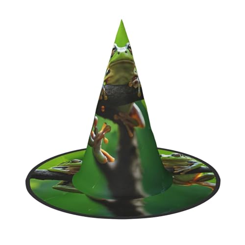 SHLXMDNZ Lustiger Frosch-Druck, Halloween, Hexenhut, Cosplay, für Frauen, Zaubererhut, Maskerade, Halloween-Party-Zubehör von SHLXMDNZ