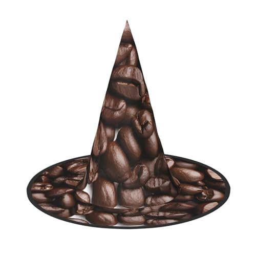 SHLXMDNZ Lustiger gerösteter Kaffeebohnen-Druck, Halloween, Hexenhut, Cosplay, für Frauen, Zaubererhut, Maskerade, Halloween-Party-Zubehör von SHLXMDNZ