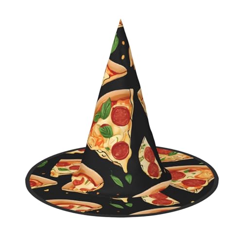 SHLXMDNZ Pizza 3D-Druck Halloween Kegel Hexenhut Cosplay für Frauen Zauberer Hut Maskerade Halloween Party Zubehör von SHLXMDNZ