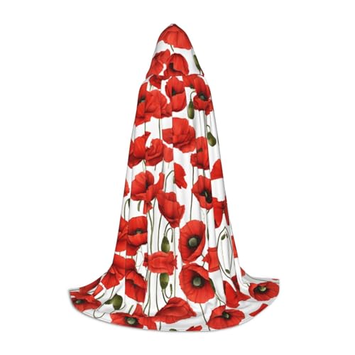 SHLXMDNZ Roter Mohnblumen-Umhang mit Kapuze für Jugendliche, perfekter Umhang für Halloween und Themenpartys SHLXMDNZ Roter Mohnblumen-Umhang mit Kapuze für Jugendliche, perfekter Umhang für Halloween und Themenpartys von SHLXMDNZ