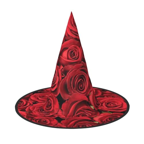 SHLXMDNZ Roter Rosen-Druck, Halloween, Hexenhut, Cosplay, für Frauen, Zaubererhut, Maskerade, Halloween-Party-Zubehör SHLXMDNZ Roter Rosen-Druck, Halloween, Hexenhut, Cosplay, für Frauen, Zaubererhut, Maskerade, Halloween-Party-Zubehör von SHLXMDNZ