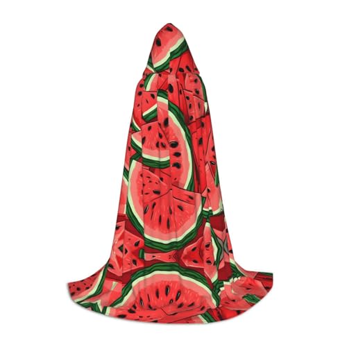 SHLXMDNZ Roter Wassermelonen-Druck, Kapuzenumhang für Teenager, perfekter Umhang für Halloween und Themenpartys von SHLXMDNZ