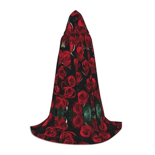 SHLXMDNZ Roter und schwarzer Rosen-Druck, Kapuzenumhang für Teenager, perfekter Umhang für Halloween und Themenpartys SHLXMDNZ Roter und schwarzer Rosen-Druck, Kapuzenumhang für Teenager, perfekter Umhang für Halloween und Themenpartys von SHLXMDNZ