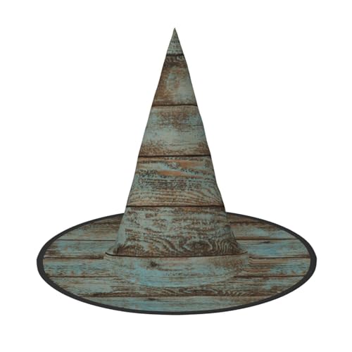 SHLXMDNZ Rustikaler alter Scheunen-Holzdruck, Halloween, Kegel, Hexenhut, Cosplay, für Frauen, Zaubererhut, Maskerade, Halloween-Party-Zubehör von SHLXMDNZ