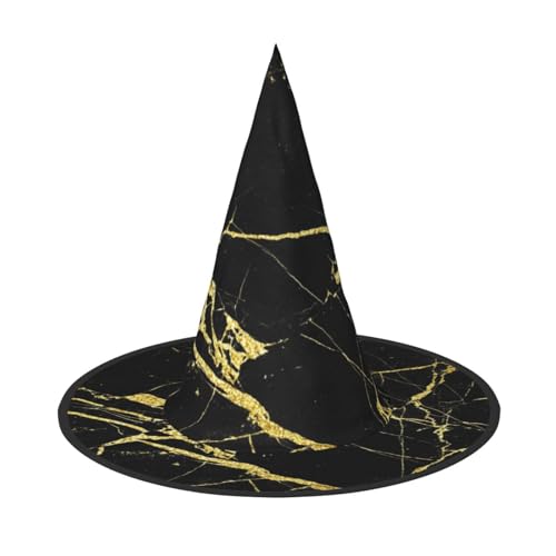 SHLXMDNZ Schwarz-goldener Marmor-Druck, Halloween, Kegel, Hexenhut, Cosplay, für Frauen, Zaubererhut, Maskerade, Halloween-Party-Zubehör SHLXMDNZ Schwarz-goldener Marmor-Druck, Halloween, Kegel, Hexenhut, Cosplay, für Frauen, Zaubererhut, Maskerade, Halloween-Party-Zubehör von SHLXMDNZ