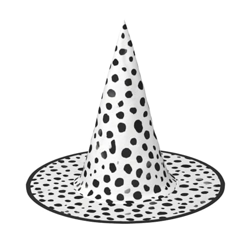 SHLXMDNZ Schwarz-weißer Punkt-Druck, Halloween, Hexenhut, Cosplay, für Frauen, Zaubererhut, Maskerade, Halloween-Party-Zubehör SHLXMDNZ Schwarz-weißer Punkt-Druck, Halloween, Hexenhut, Cosplay, für Frauen, Zaubererhut, Maskerade, Halloween-Party-Zubehör von SHLXMDNZ
