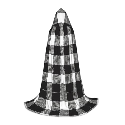 SHLXMDNZ Schwarz-weißer karierter Kapuzenumhang für Jugendliche, perfekter Umhang für Halloween und Themenpartys SHLXMDNZ Schwarz-weißer karierter Kapuzenumhang für Jugendliche, perfekter Umhang für Halloween und Themenpartys von SHLXMDNZ