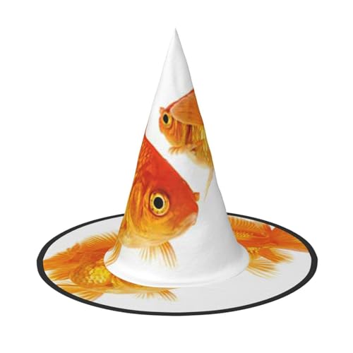 SHLXMDNZ Süßer Goldfisch-Druck, Halloween, Hexenhut, Cosplay, für Frauen, Zaubererhut, Maskerade, Halloween-Party-Zubehör von SHLXMDNZ