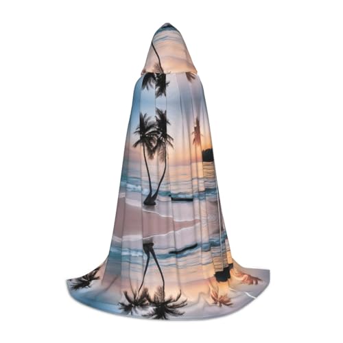 SHLXMDNZ Sunrise Kapuzenumhang mit tropischem Palmeninsel-Druck, für Teenager, perfekter Umhang für Halloween und Themenpartys SHLXMDNZ Sunrise Kapuzenumhang mit tropischem Palmeninsel-Druck, für Teenager, perfekter Umhang für Halloween und Themenpartys von SHLXMDNZ