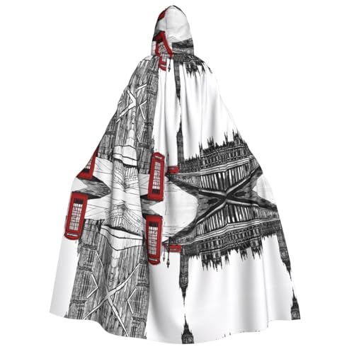 SHLXMDNZ Umhang mit Kapuze, bedruckt, dick, Unisex, Halloween, Vampir, Hexe, Zauberer, Halloween, Weihnachten, Cosplay von SHLXMDNZ