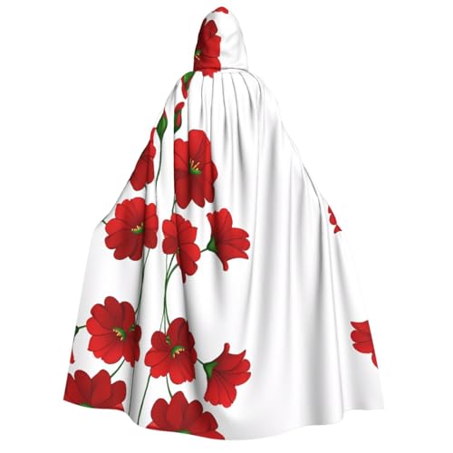 SHLXMDNZ Umhang mit Kapuze (Mohnblumen, lebendige Blütenblätter), bedruckt, dick, Unisex, Halloween, Halloween, Hexe, Zauberer, Halloween, Weihnachten, Cosplay von SHLXMDNZ