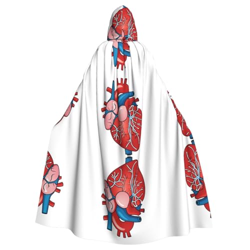 SHLXMDNZ Umhang mit Kapuze (menschliche Anatomie, Herz-Diagramm) bedruckt, Weihnachts-Kostüm, Unisex, Erwachsene, Halloween, Cosplay, Kostüm für Männer und Frauen von SHLXMDNZ