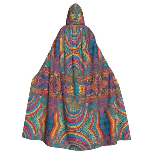 SHLXMDNZ Umhang mit Kapuze und abstraktem Pilzmotiv, buntes Mandala-Kostüm, Unisex, Erwachsene, Halloween, Cosplay, für Männer und Frauen von SHLXMDNZ