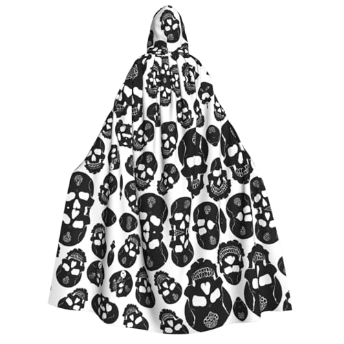 SHLXMDNZ Umhang mit Kapuze und schwarzem Totenkopf, Unisex, für Halloween, Vampir, Hexe, Zauberer, Halloween, Weihnachten, Cosplay SHLXMDNZ Umhang mit Kapuze und schwarzem Totenkopf, Unisex, für Halloween, Vampir, Hexe, Zauberer, Halloween, Weihnachten, Cosplay von SHLXMDNZ