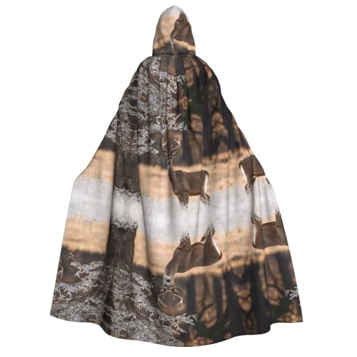 SHLXMDNZ Umhang mit Kapuze und weißem Schwanz-Hirsch-Motiv, Unisex, für Halloween, Halloween, Hexe, Zauberer, Halloween, Weihnachten, Cosplay SHLXMDNZ Umhang mit Kapuze und weißem Schwanz-Hirsch-Motiv, Unisex, für Halloween, Halloween, Hexe, Zauberer, Halloween, Weihnachten, Cosplay von SHLXMDNZ