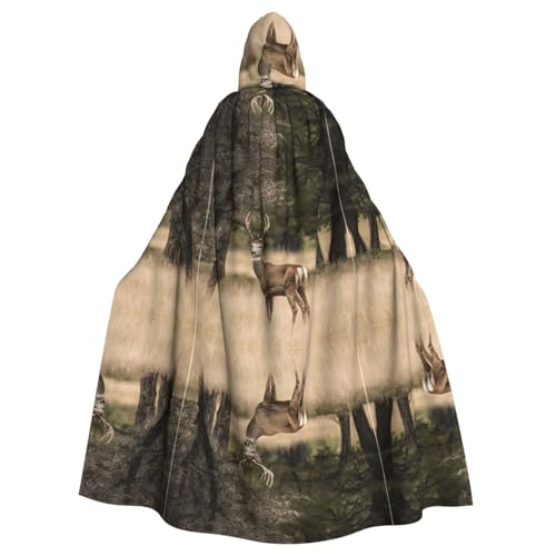 SHLXMDNZ Umhang mit Kapuze und weißem Schwanzhirsch, Unisex, Erwachsene, Halloween, Cosplay, für Männer und Frauen von SHLXMDNZ