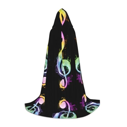 SHLXMDNZ Umhang mit bunten Musiknoten und Kapuze für Jugendliche, perfekter Umhang für Halloween und Themenpartys SHLXMDNZ Umhang mit bunten Musiknoten und Kapuze für Jugendliche, perfekter Umhang für Halloween und Themenpartys von SHLXMDNZ