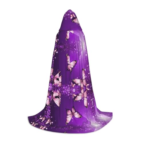SHLXMDNZ Violetter Kapuzenumhang mit Schmetterlings-Aufdruck, für Teenager, perfekter Umhang für Halloween und Themenpartys SHLXMDNZ Violetter Kapuzenumhang mit Schmetterlings-Aufdruck, für Teenager, perfekter Umhang für Halloween und Themenpartys von SHLXMDNZ