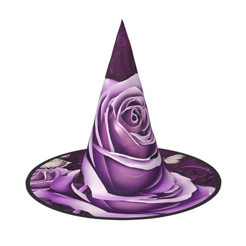 SHLXMDNZ Violetter Schmetterlings-Druck, Halloween, Hexenhut, Cosplay, für Frauen, Zaubererhut, Maskerade, Halloween-Partyzubehör SHLXMDNZ Violetter Schmetterlings-Druck, Halloween, Hexenhut, Cosplay, für Frauen, Zaubererhut, Maskerade, Halloween-Partyzubehör von SHLXMDNZ
