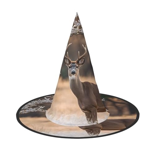 SHLXMDNZ Weißschwanz-Hirsch-Druck, Halloween, Hexenhut, Cosplay, für Frauen, Zaubererhut, Maskerade, Halloween-Party-Zubehör SHLXMDNZ Weißschwanz-Hirsch-Druck, Halloween, Hexenhut, Cosplay, für Frauen, Zaubererhut, Maskerade, Halloween-Party-Zubehör von SHLXMDNZ