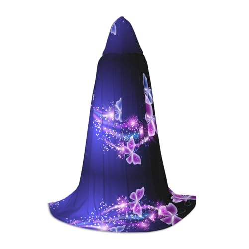 SHLXMDNZ Wunderschöner lila Schmetterlings-Aufdruck, Kapuzenumhang für Teenager, perfekter Umhang für Halloween und Themenpartys SHLXMDNZ Wunderschöner lila Schmetterlings-Aufdruck, Kapuzenumhang für Teenager, perfekter Umhang für Halloween und Themenpartys von SHLXMDNZ