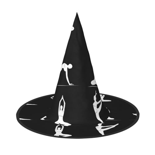 SHLXMDNZ Yoga-Druck Halloween Kegel Hexenhut Cosplay für Frauen Zauberer Hut Maskerade Halloween Party Zubehör von SHLXMDNZ