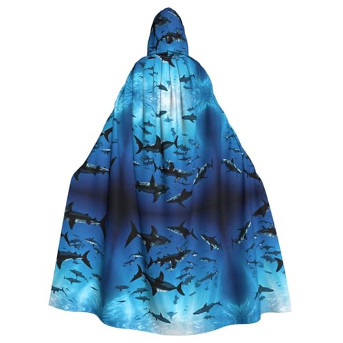 Umhang mit Kapuze (Hammerhead Sharks), bedruckt, Weihnachts-Kostüm, Unisex, Erwachsene, Halloween, Cosplay, für Männer und Frauen von SHLXMDNZ