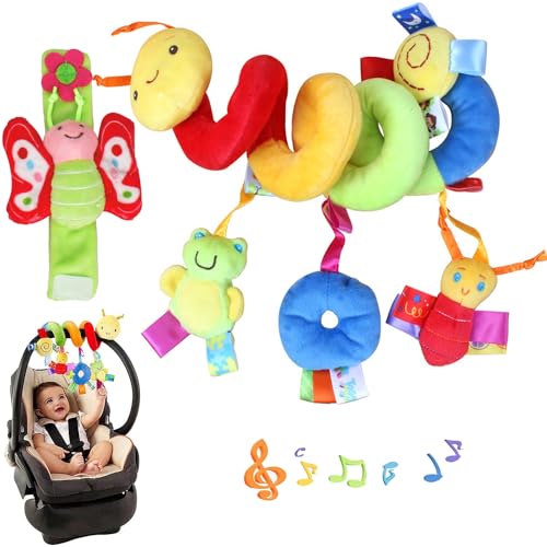 2 Stück Kinderwagen Spielzeug Baby, Plüsch Spirale Spielzeug Kinderwagen, Spirale Spielzeug Baby, Bett Hängen Spielzeug, Kinderwagen Zubehör, für Babys und Kleinkinder Ab 0+ Monate von SHMLY