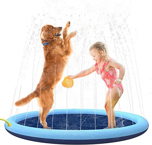 SHOKAN Spritzplatz für Hunde, 100cm/39in Hundepool, Rutschfester Hundespritzpool, Faltbarer Planschbecken für Hunde, Sommer Pet Schwimmbad Badewanne für große mittelgroße kleine Welpenhunde von SHOKAN