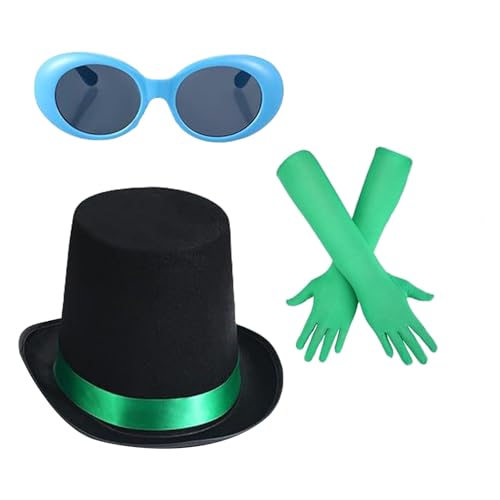 SHOOYIO 3pcs Halloween Kostümzubehör Set Grüne Handschuhe Sonnenbrille Schwarzer Top Für Buch Charakter Cosplay Dress Up SHOOYIO 3pcs Halloween Kostümzubehör Set Grüne Handschuhe Sonnenbrille Schwarzer Top Für Buch Charakter Cosplay Dress Up von SHOOYIO