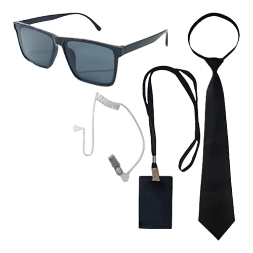 SHOOYIO 4pieces Secret Service Kostüm Cosplay Set Hochzeitsträger Sicherheit Kostüm Sicherheit Ohrhörer Krawatte Sonnenbrille SHOOYIO 4pieces Secret Service Kostüm Cosplay Set Hochzeitsträger Sicherheit Kostüm Sicherheit Ohrhörer Krawatte Sonnenbrille von SHOOYIO