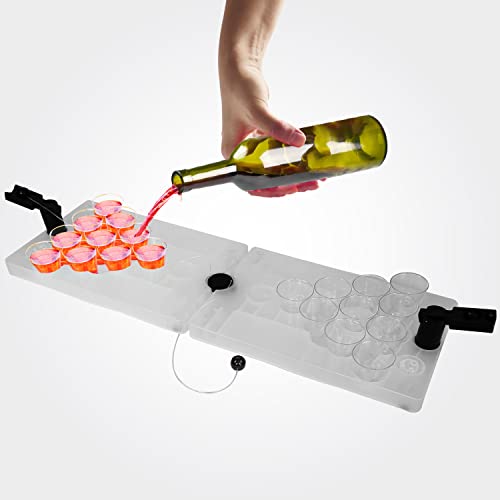 SHOTPONG Ideale Erweiterung für Bier Pong Liebhaber! Mini Beer Pong ideal für Partys Festivals als Geschenk oder zum Vorglühen Trinkspiel Set für Kurze inklusive 20 Becher redcups Shot Pong (weiß) von SHOTPONG