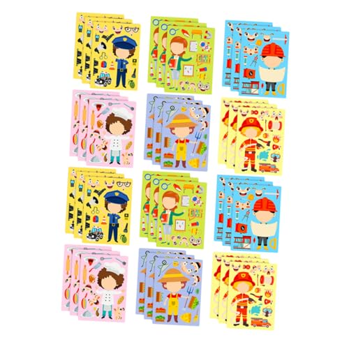 SHOWERORO 6 Sätze Beruf Puzzle Sticker DIY Anziehbare Kostümaufkleber Interaktive Bastelsets für Schule Party Familienaktivitäten von SHOWERORO